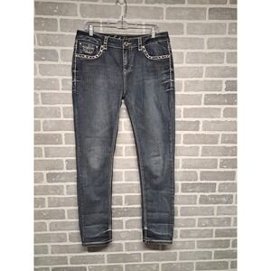 L.A.Idol Usa Womens Blue Jeans Rhinestone Embellishments Size 13 W-35 X L 35.5